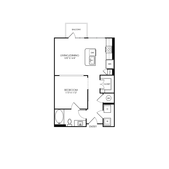 a floor plan of a two bedroom apartment at The Allure